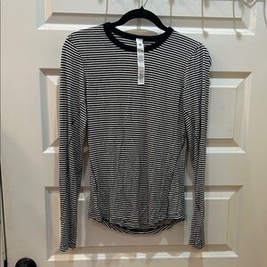 lululemon athletica Black & White Striped Long Sleeve Crew